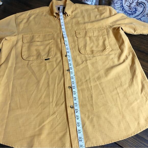 Browning Rip Stop Fishing Shirt Mens Large Mustard Button Down Vented Casual - Picture 4 of 7